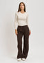 Pantalone palazzo in velluto a coste - MARRONE