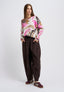 Pantalone con gamba ampia in velluto - MARRONE