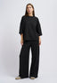 Pantalone ampio con costina lurex - NERO