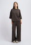 Pantalone ampio con costina lurex - NOCCIOLA