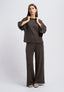 Pantalone ampio con costina lurex - NOCCIOLA