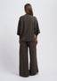 Pantalone ampio con costina lurex - NOCCIOLA