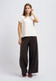 Pantalone ampio in ciniglia - MARRONE