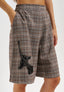 Bermuda tartan con applicazione - MARRONE