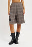 Bermuda tartan con applicazione - MARRONE