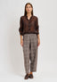 Pantalone con elastico in tartan - MARRONE