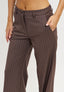 Pantalone gessato gamba dritta - NOCCIOLA