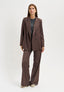 Pantalone gessato gamba dritta - NOCCIOLA