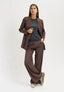 Pantalone gessato gamba dritta - NOCCIOLA