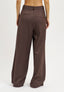 Pantalone ampio con pinces gessato - NOCCIOLA