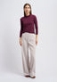 Pantalone in velluto con zip sul fianco - AVORIO