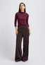 Pantalone in velluto con zip sul fianco - MARRONE