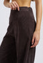 Pantalone in velluto con zip sul fianco - MARRONE