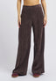Pantalone in velluto con zip sul fianco - MARRONE