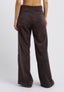 Pantalone in velluto con zip sul fianco - MARRONE