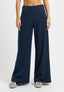 Pantalone palazzo a vita alta con zip laterale - BLU