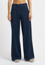 Pantalone palazzo a vita alta con zip laterale - BLU