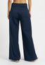 Pantalone palazzo a vita alta con zip laterale - BLU