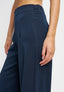 Pantalone palazzo a vita alta con zip laterale - BLU