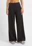Pantalone palazzo a vita alta con zip laterale - MARRONE