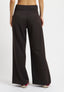 Pantalone palazzo a vita alta con zip laterale - MARRONE