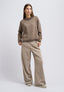 Pantalone con cintura in velluto - BEIGE