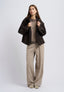 Pantalone con cintura in velluto - BEIGE