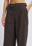 Pantalone con cintura in velluto - MARRONE