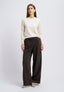 Pantalone con cintura in velluto - MARRONE