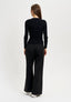 Pantalone palazzo mano lana elastico retro - NERO