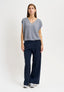Pantalone palazzo mano lana elastico retro - BLU