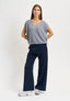 Pantalone palazzo mano lana elastico retro - BLU