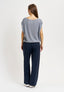 Pantalone palazzo mano lana elastico retro - BLU