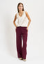Pantalone palazzo mano lana elastico retro - BORDEAUX