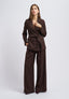 Pantalone gessato con paillettes - MARRONE