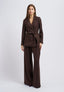 Pantalone gessato con paillettes - MARRONE