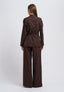 Pantalone gessato con paillettes - MARRONE