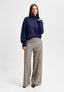 Pantalone con elastico pied de poule - BLU