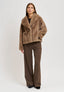 Pantalone palazzo due bottoni - NOCCIOLA