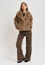 Pantalone palazzo due bottoni - NOCCIOLA