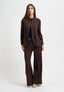 Pantalone palazzo jacquard spinato - MARRONE
