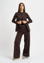 Pantalone palazzo jacquard spinato - MARRONE