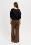 Pantalone con laccio e banda laterale - TABACCO
