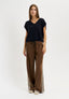Pantalone con laccio e banda laterale - TABACCO