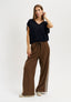 Pantalone con laccio e banda laterale - TABACCO