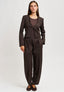 Pantalone gessato con pinces - NOCCIOLA