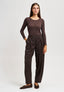 Pantalone gessato con pinces - NOCCIOLA