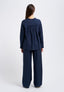 Viscose trousers with elasticated waist - BLUE