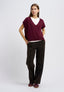 Pantalone mano lana con nervatura - MARRONE