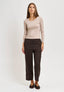 Pantalone gessato con balza - NOCCIOLA